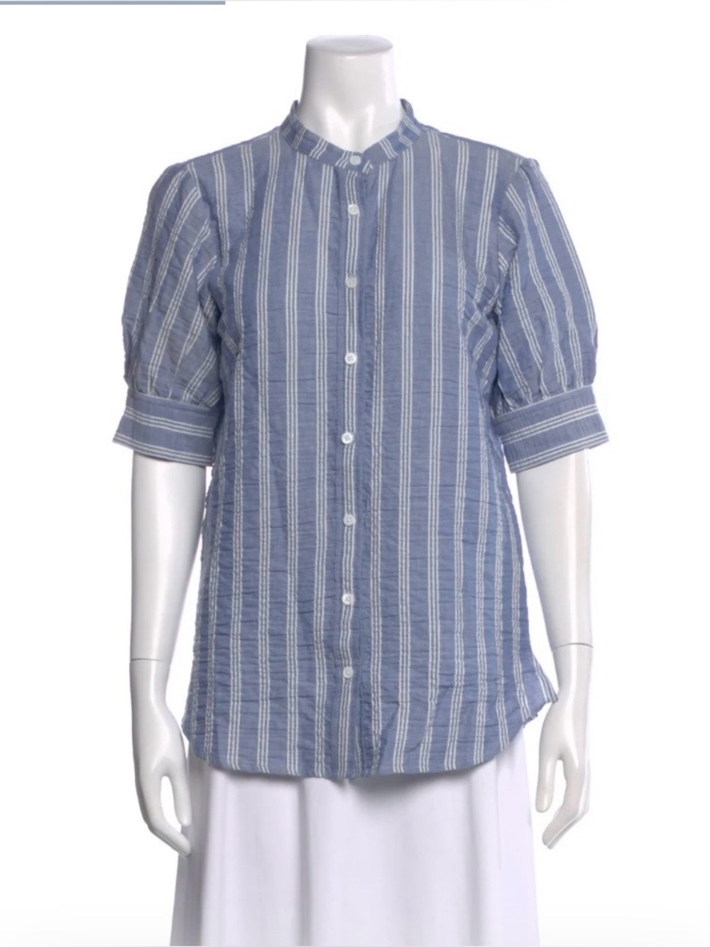 Veronica Beard Jeans Top Large Textured Blue Stripe